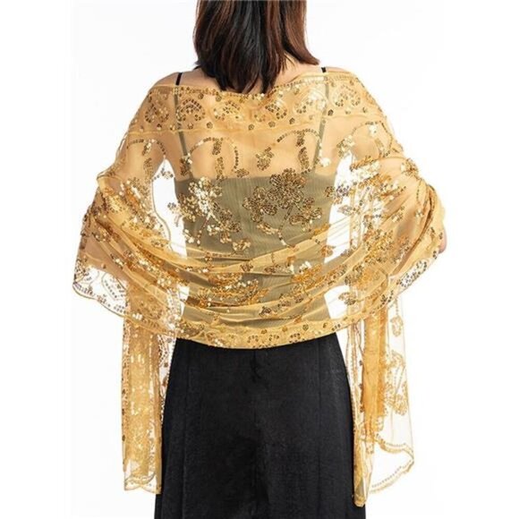 Glittering Scarf for Women Gold - Picture 2 of 8